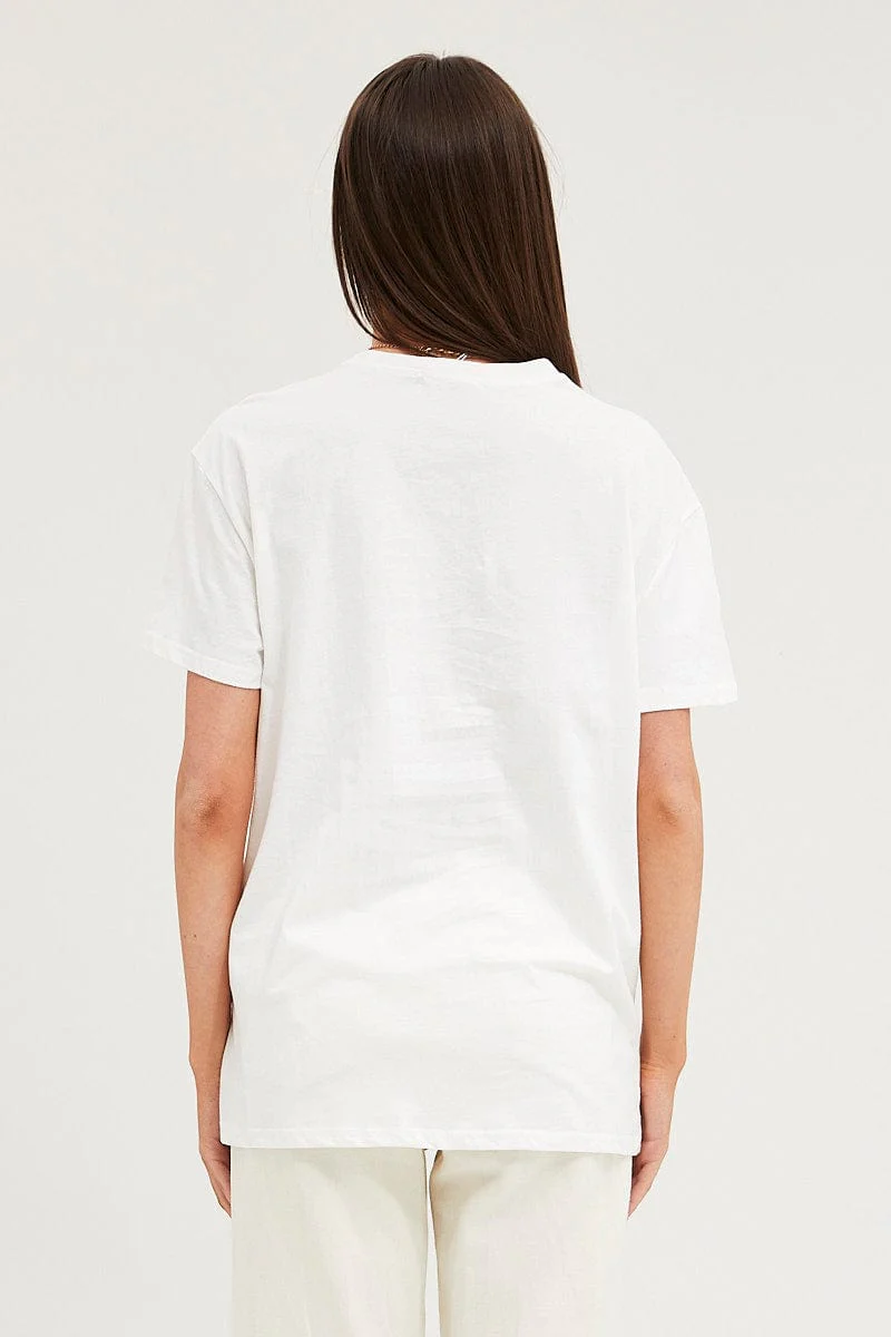 White Graphic T Shirt Short Sleeve