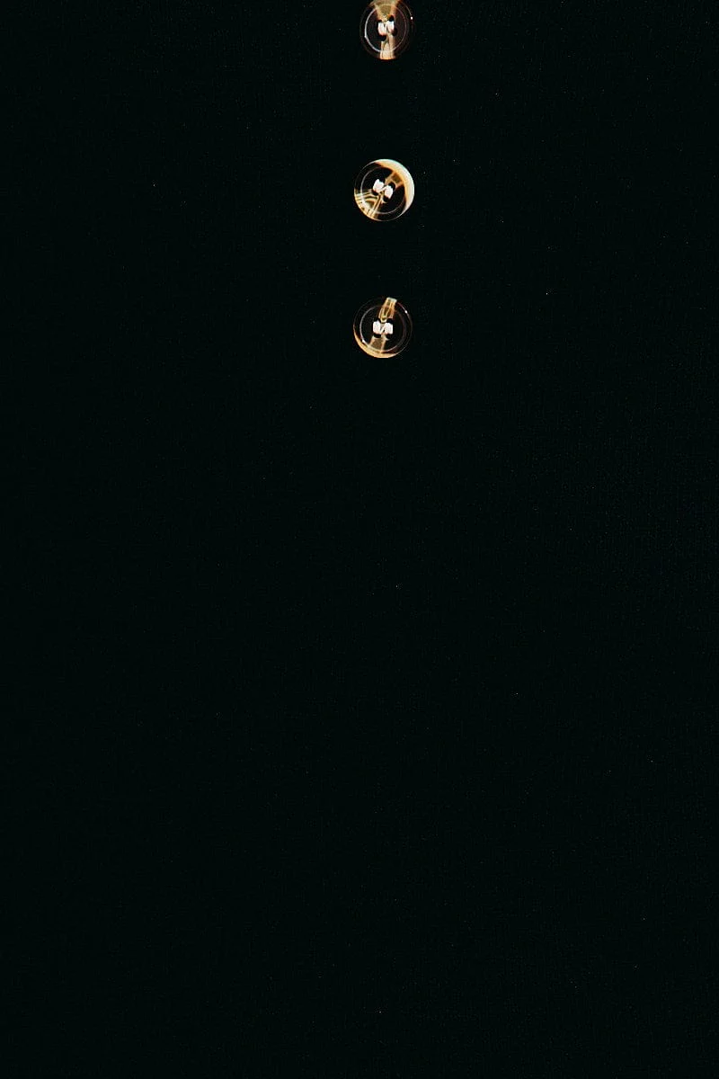 Black Button Front Square Neck Kint Dress