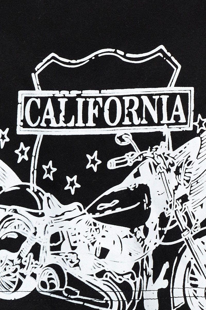 Black Graphic T Shirt Short Sleeve