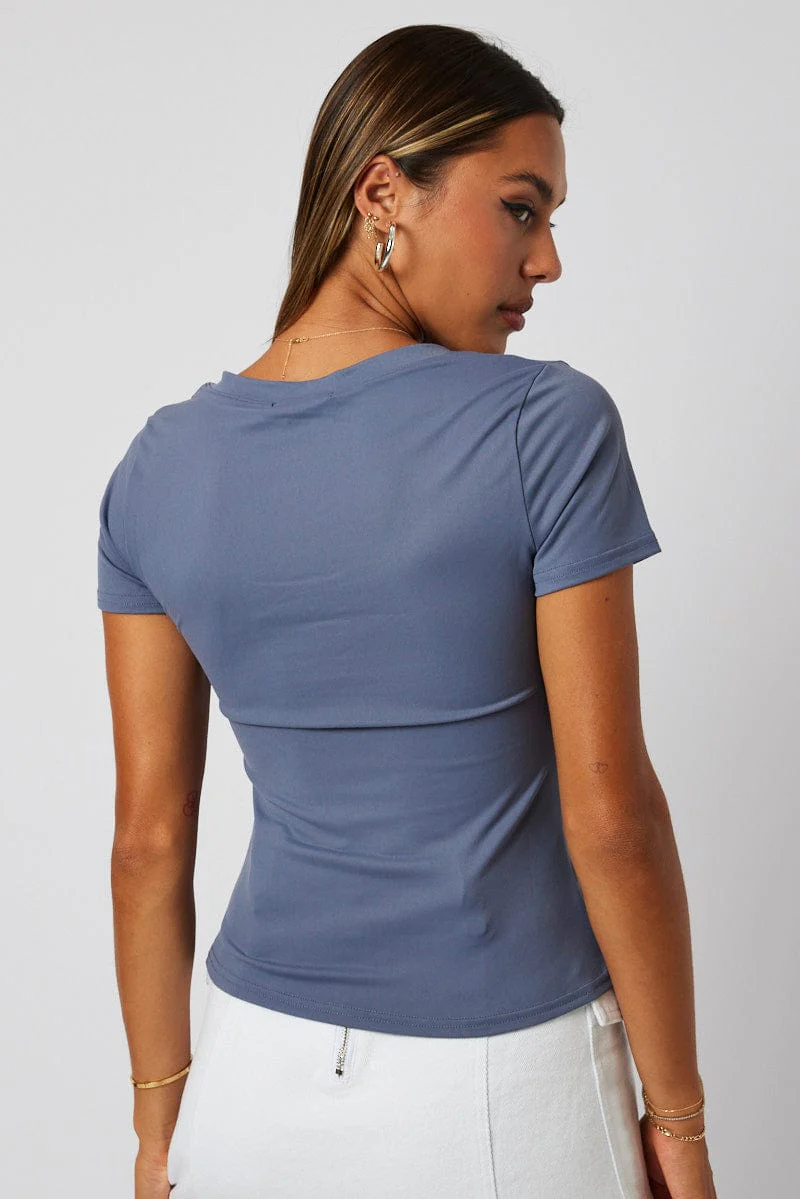 Blue Supersoft Top Short Sleeve
