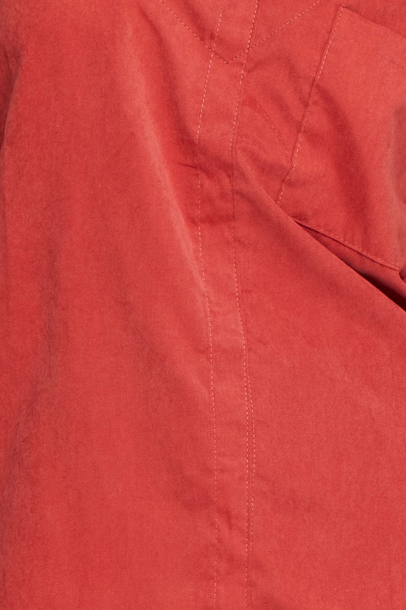 Red Roll Neck With Cord Shirt