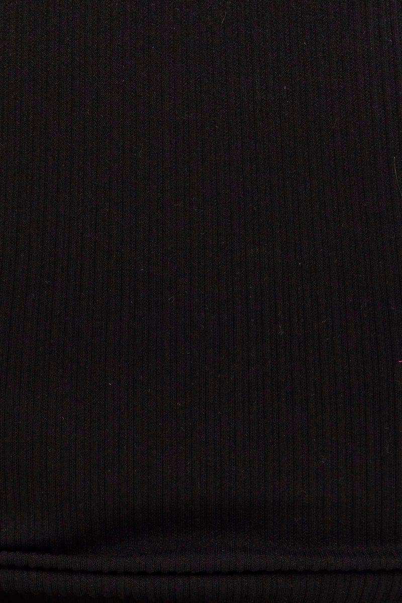 Black Ruched Tank Top Crew Neck Seamless