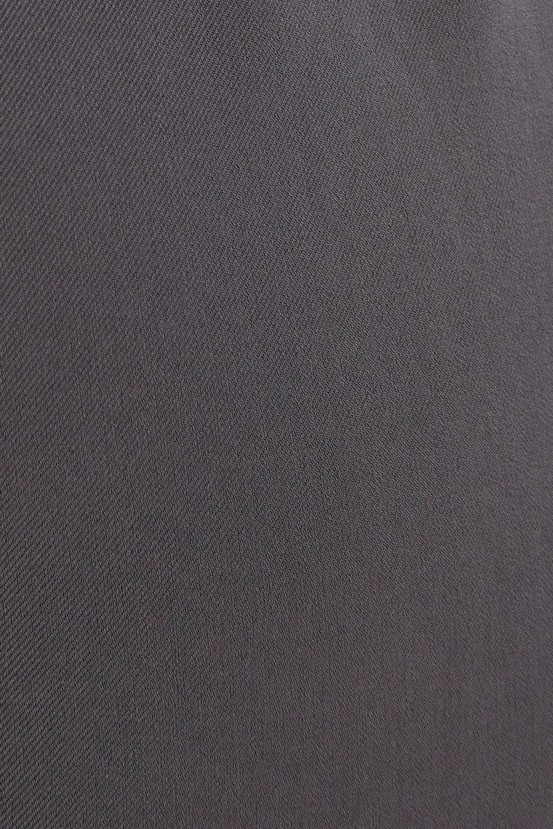 Grey Wide Leg Pants High Rise