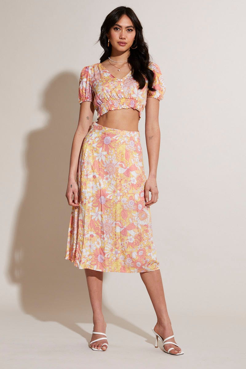 Print Crop Top Short Sleeve
