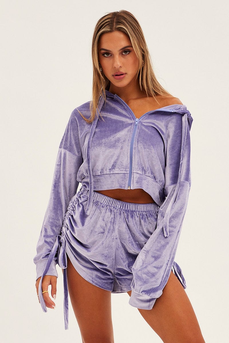 Purple Velvet Shorts