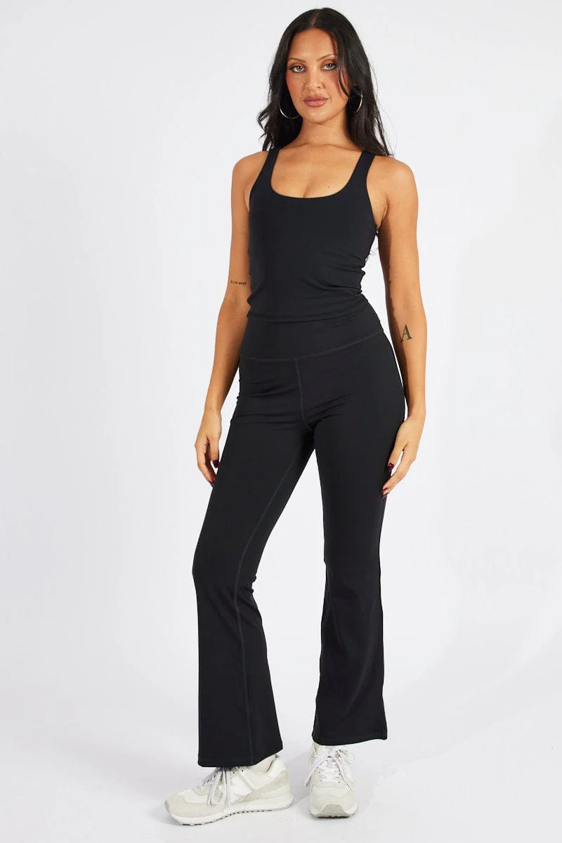 Black Flare Pants High Rise Supersoft Leggings