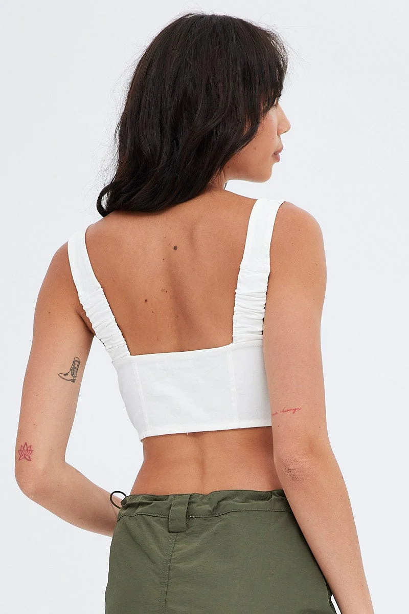 White White Top Sleeveless with Zipper