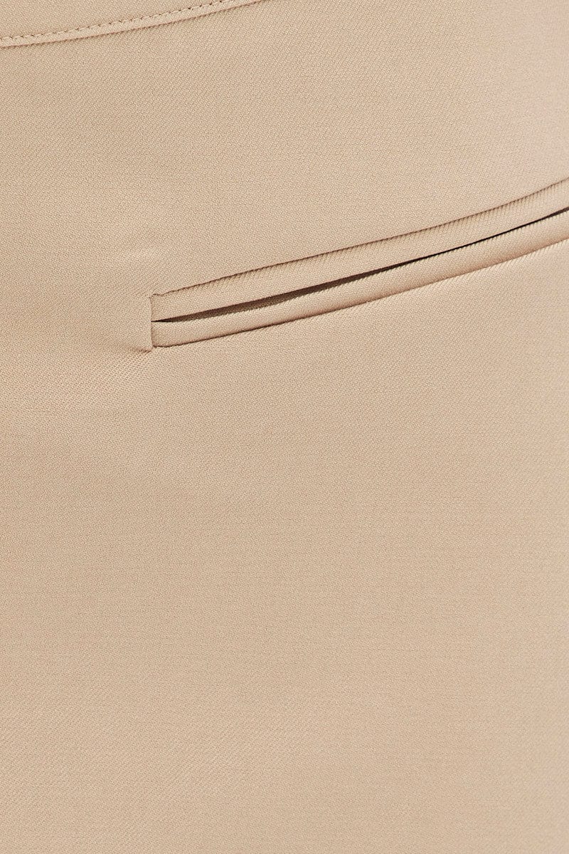 Beige Mini Skirt Mid Rise