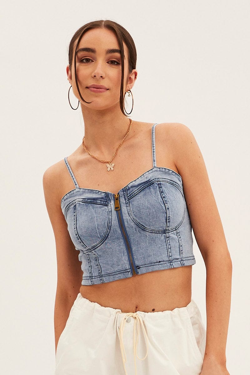 Blue Denim Corset Top