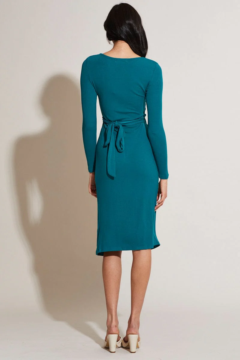 Green Wrap Dress Mini Bodycon