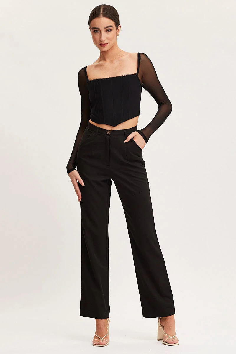 Black Wide Leg Pant High Rise