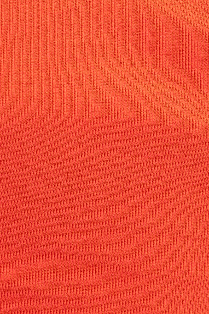 Orange Scarf Tank Crop Crew Neck Sleeveless