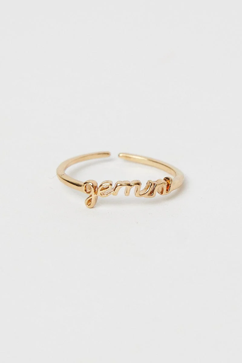 Metallic Gemini Zodiac Star Sign Ring