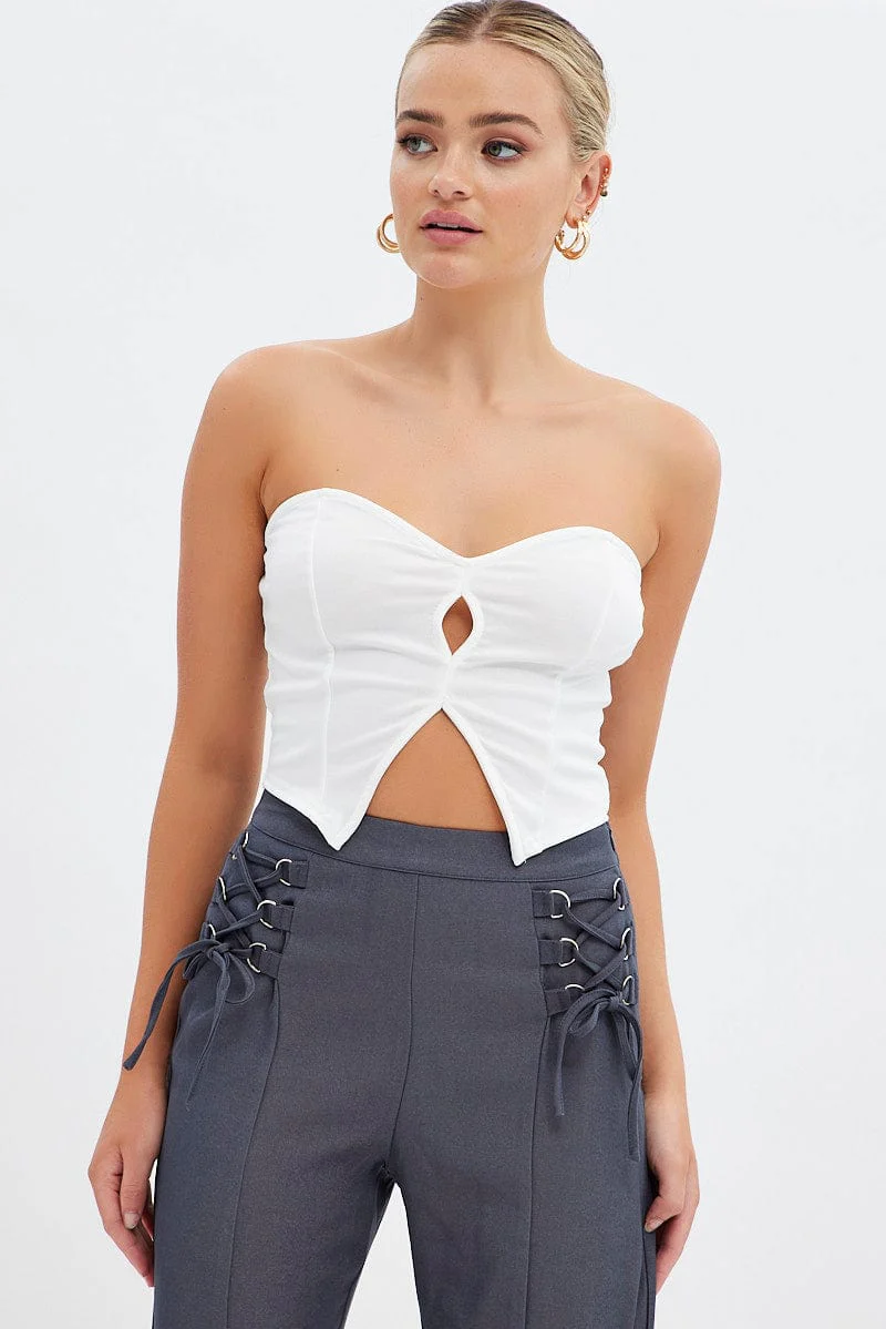 White Keyhole Bandeau Top Sweetheart