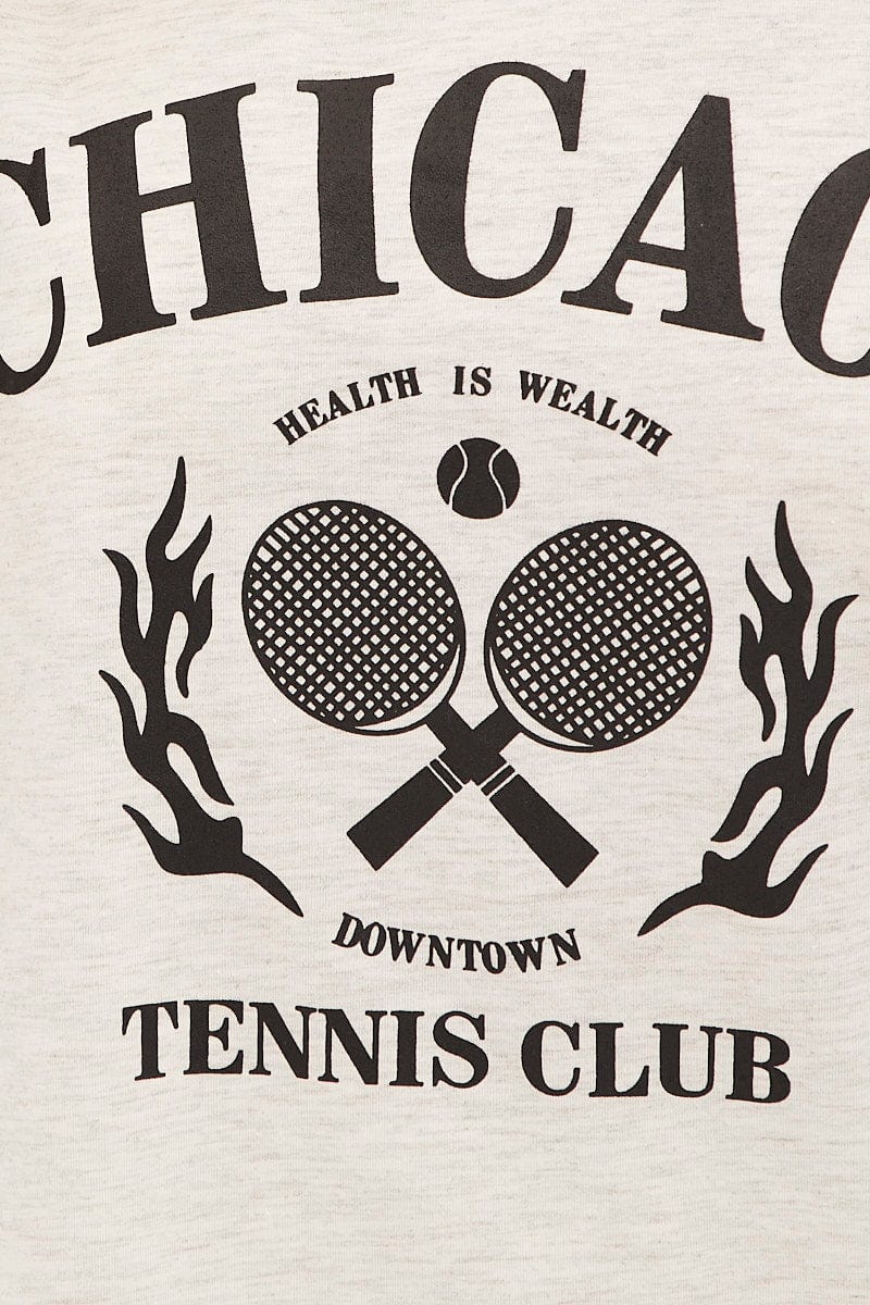 Grey Graphic T And Biker Shorts Set