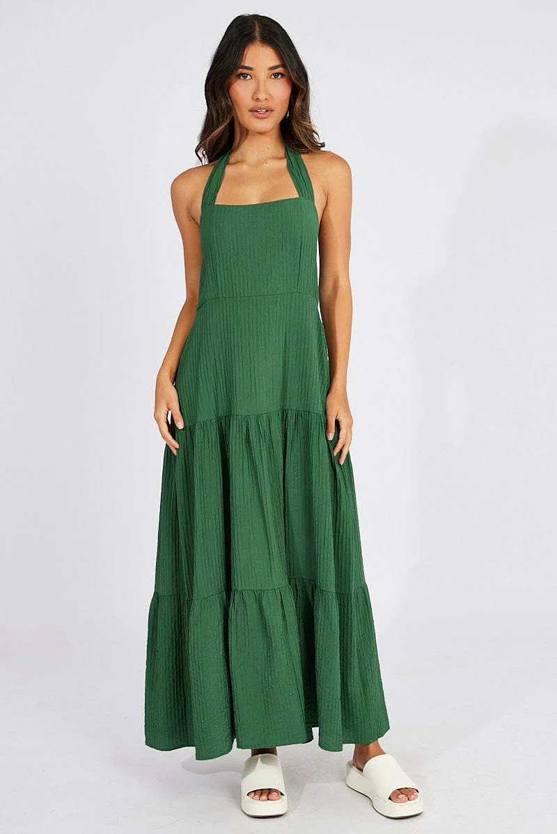 Blue Maxi Dress Square Neck Tiered