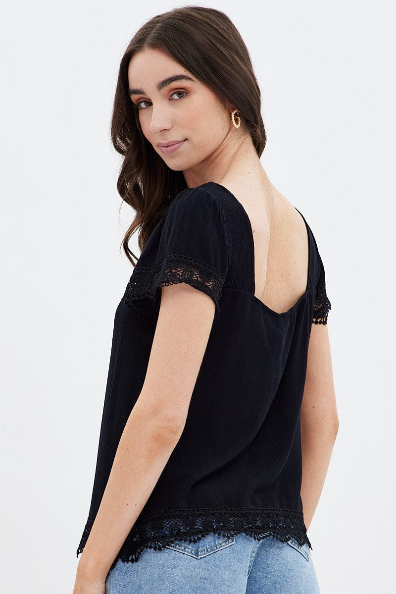 Black Lace Trim Top