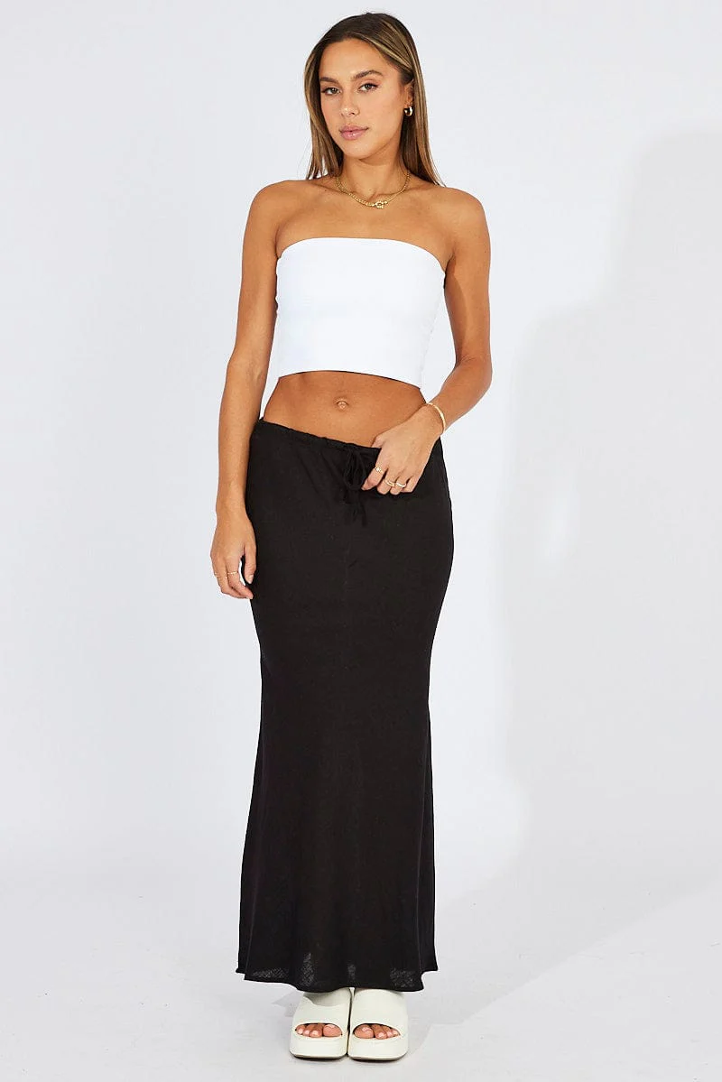 Black Slip Skirt Maxi Linen Blend