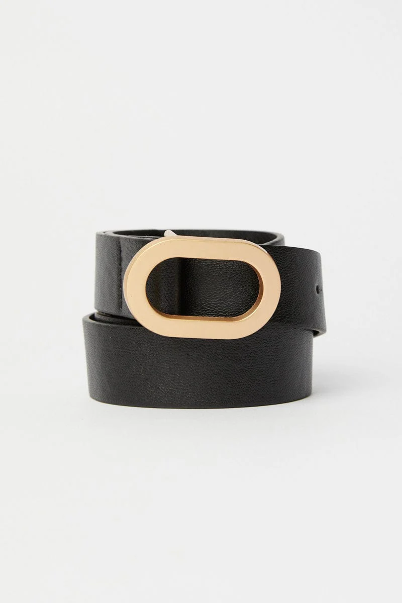 Black Oval Buckle Belts