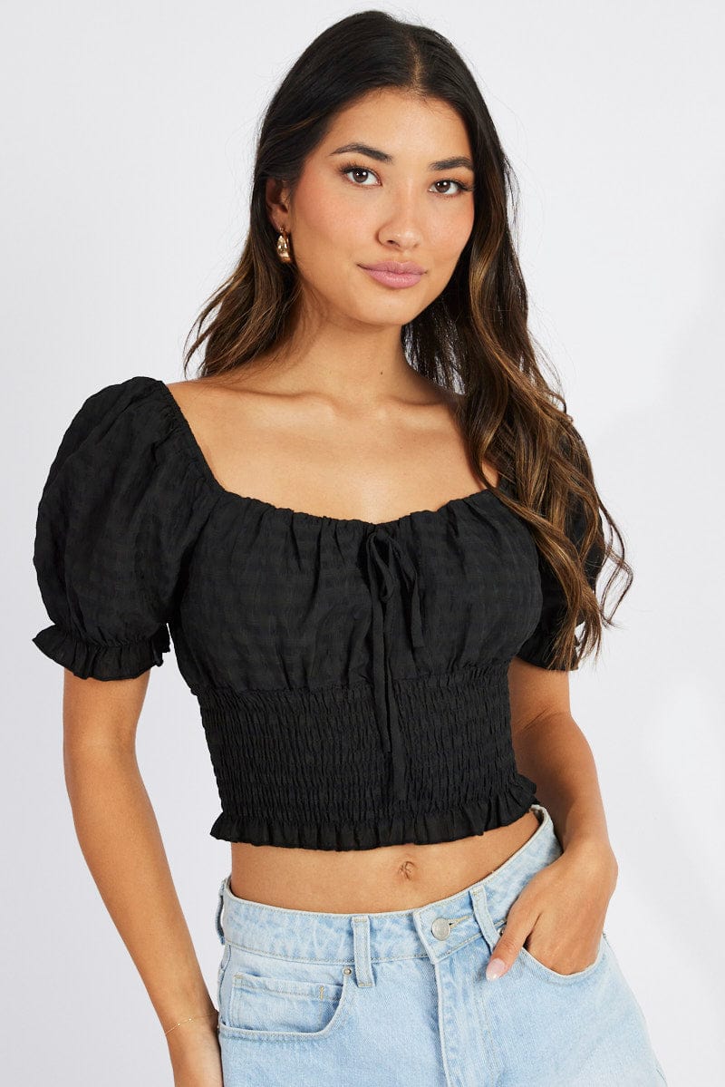Black Crop Top Short Sleeve