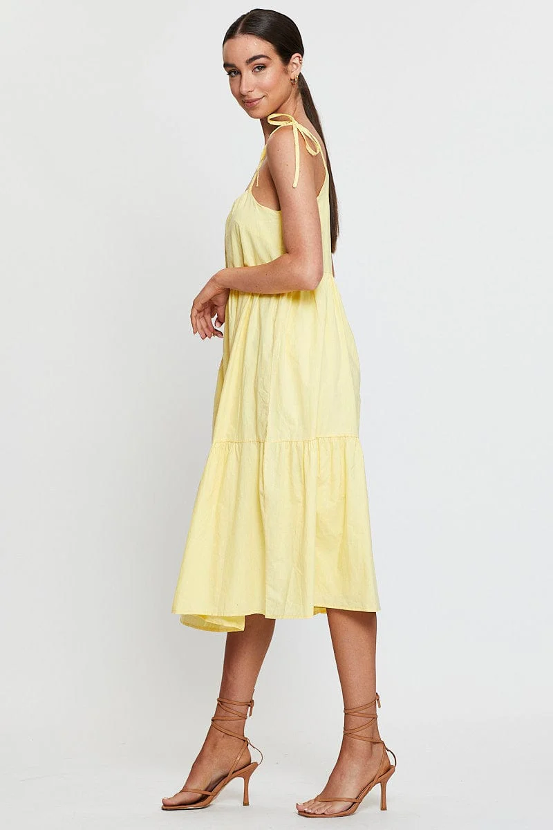 Yellow A Line Dress Midi