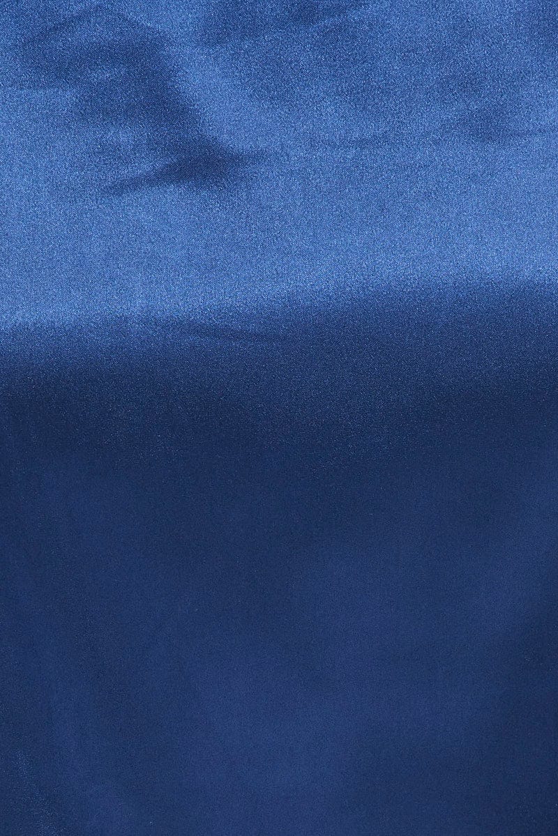 Blue Satin Cami And Ruffle Shorts Pyjama Set