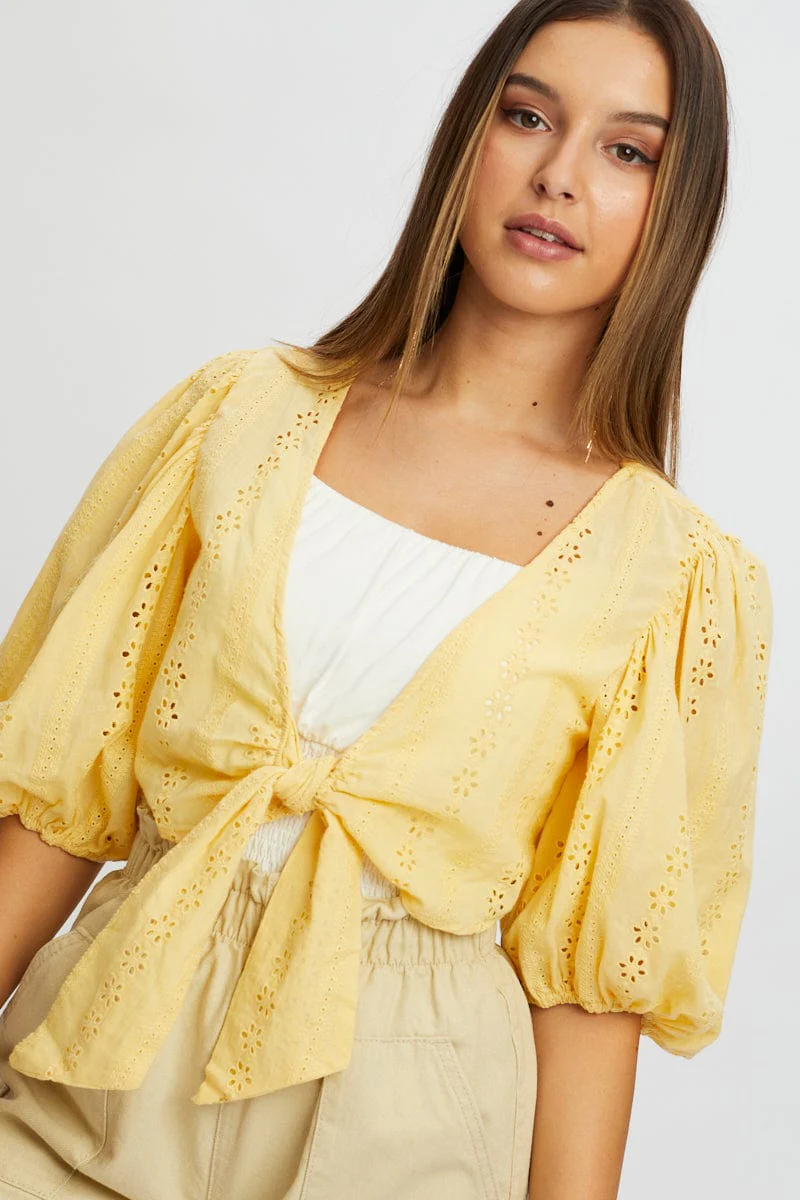 Yellow Broderie Bolero