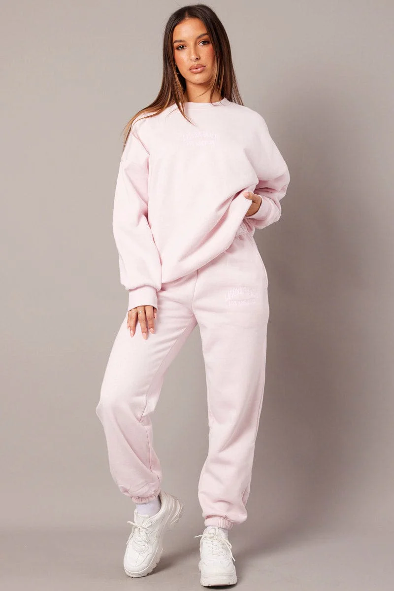 Pink Graphic Sweater Long Sleeve
