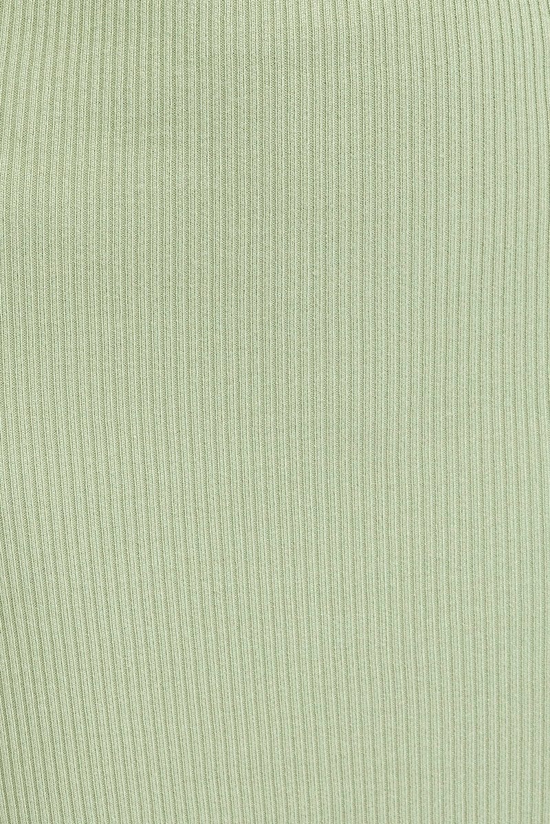 Green Knit Midi Dress Square Neck Sleeveless