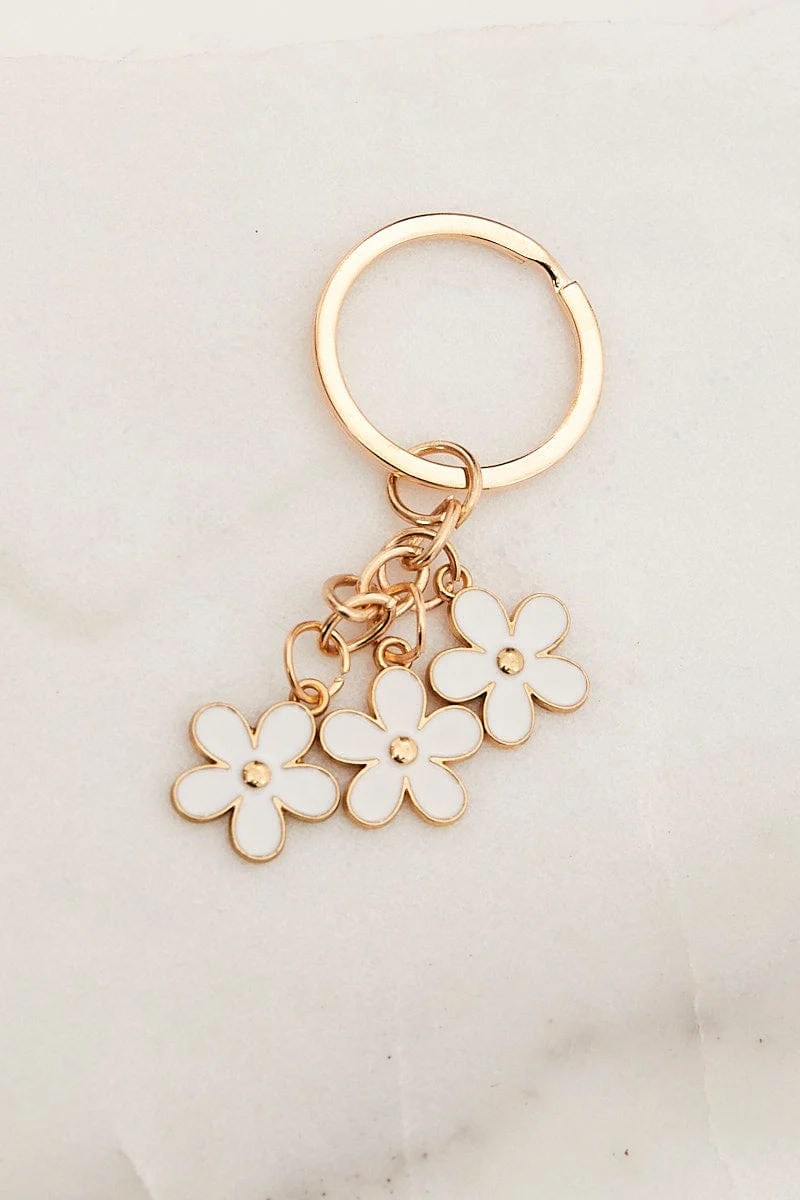 White Charm Keyring