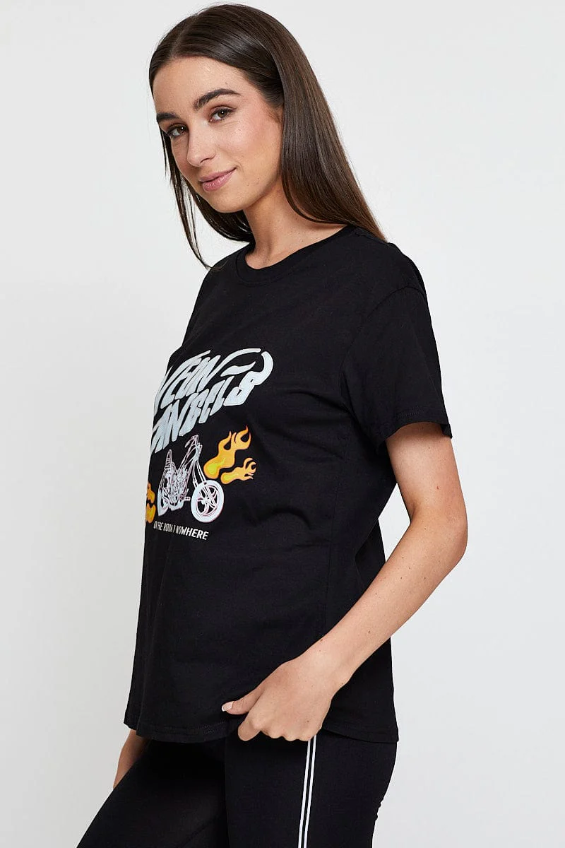Black Graphic T Shirt Short Sleeve