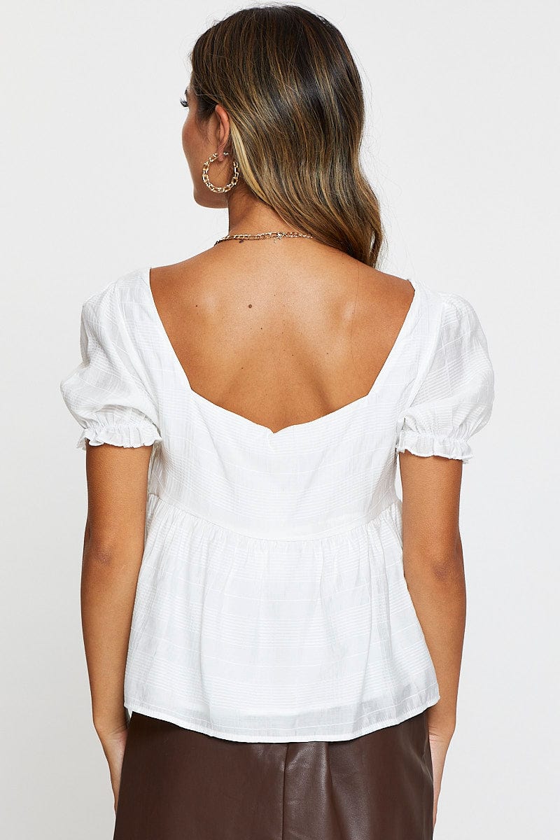 White Peplum Top Short Sleeve