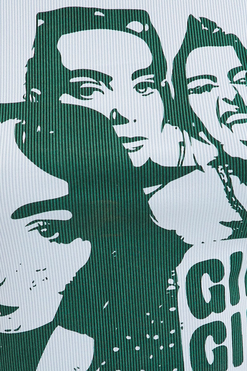 Blue Graphic Crop Tank