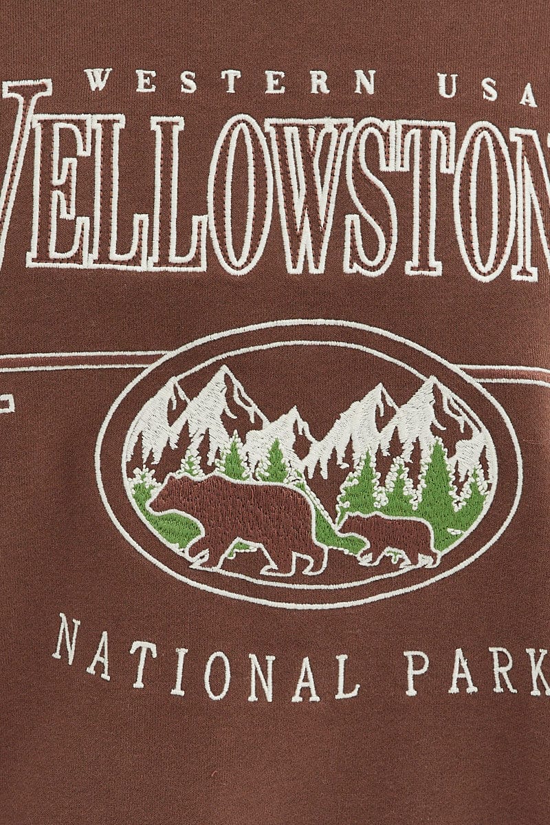 Brown Sweat Shirt Long Sleeve Crew Neck Yellowstone