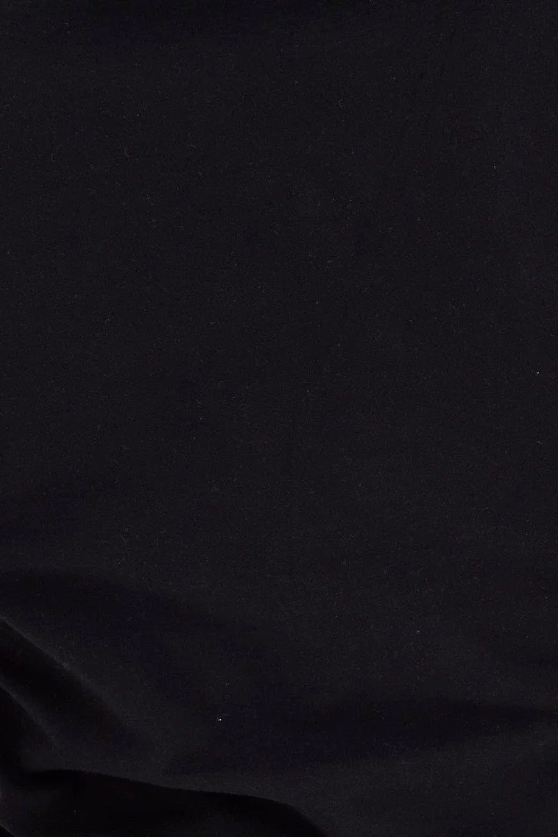 Black Crop Top Short Sleeve Crew Neck Keyhole Cotton