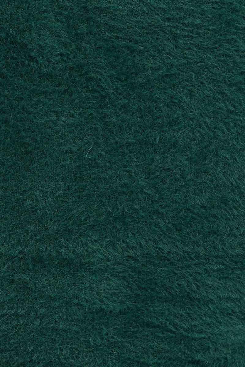 Green Fluffy Knit Jumper Long Sleeve