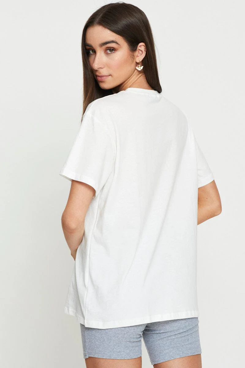 White Graphic T Shirt Short Sleeve
