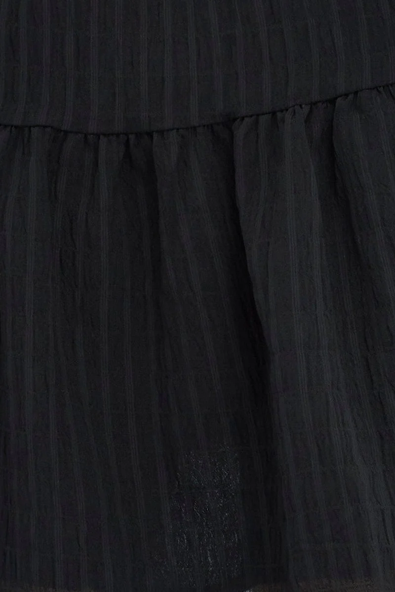 Black Fit And Flare Dress Mini Ruched Bust