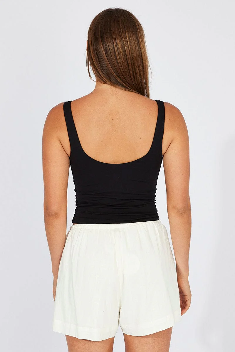 Black Tank Top Square Neck Seamless