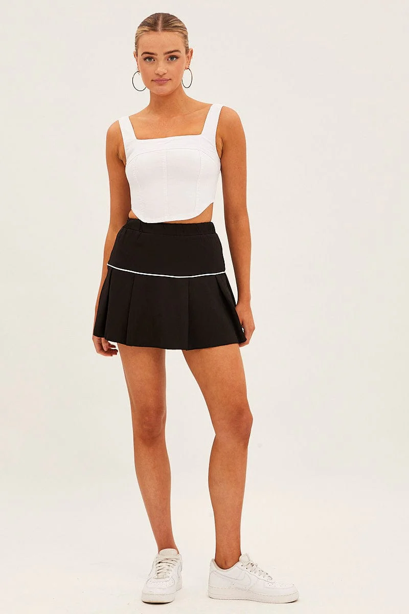 Black Pleated Tennis Mini Skort