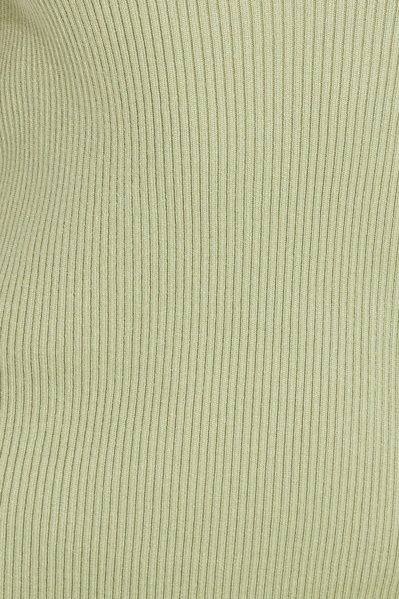 Green Knit Dress Midi Contrast Bind