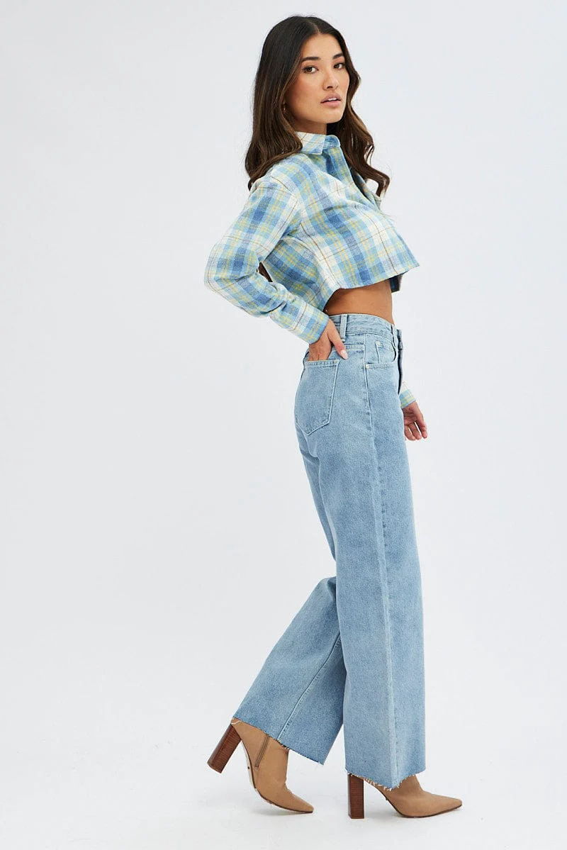 Denim Wide Leg Denim Jeans High Rise