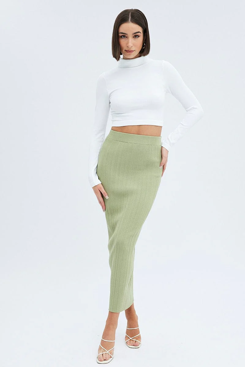 White Top Long sleeve Roll up neck Seamless