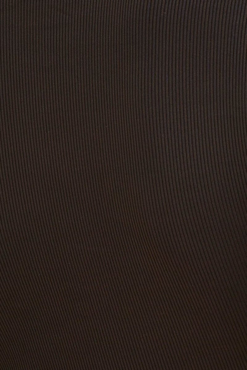 Black Crop Top Long Sleeve Crew Neck Rib