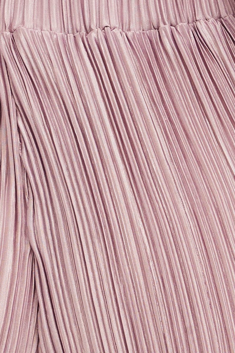 Purple Plisse Pants Wide Leg