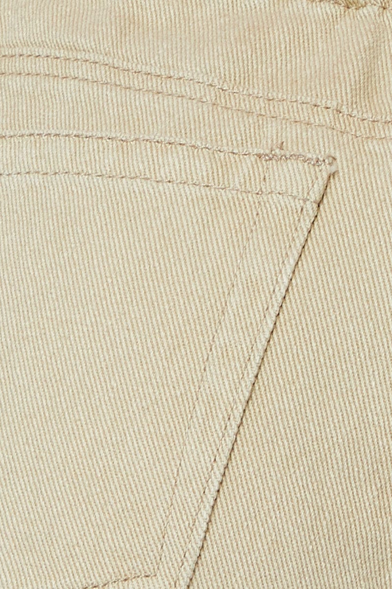 Beige Paperbag Denim Jeans High Rise