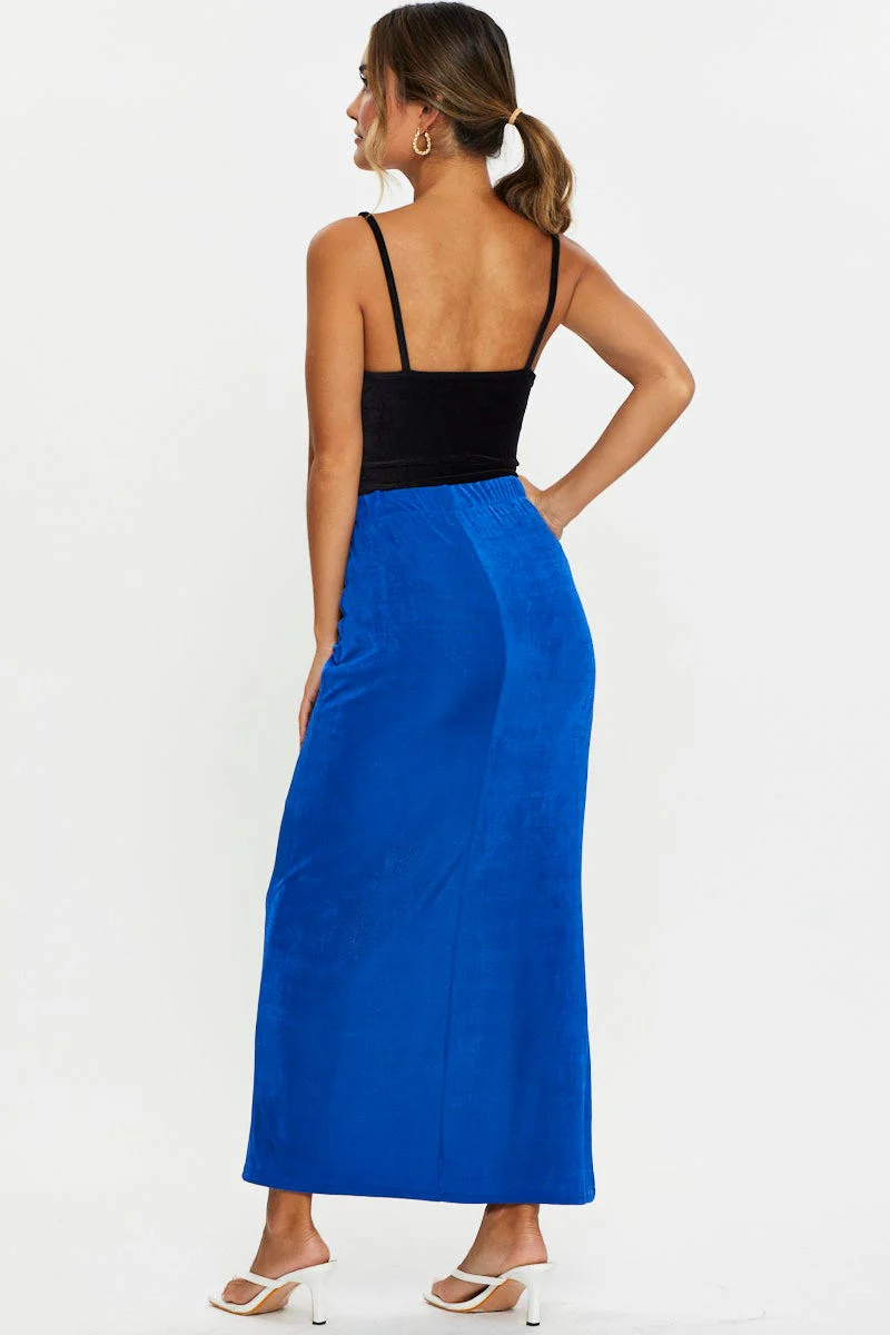 Blue Maxi Skirt High Rise Pencil