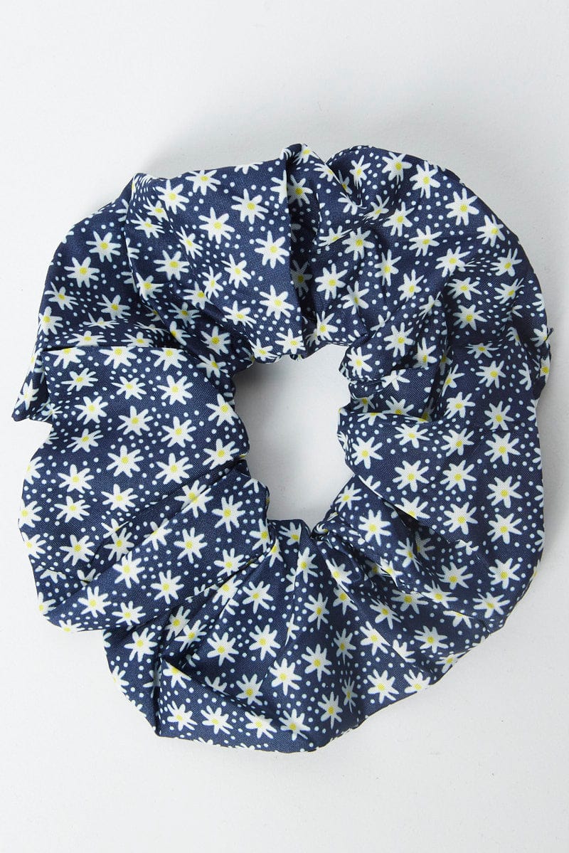Blue Ditsy Scrunchie