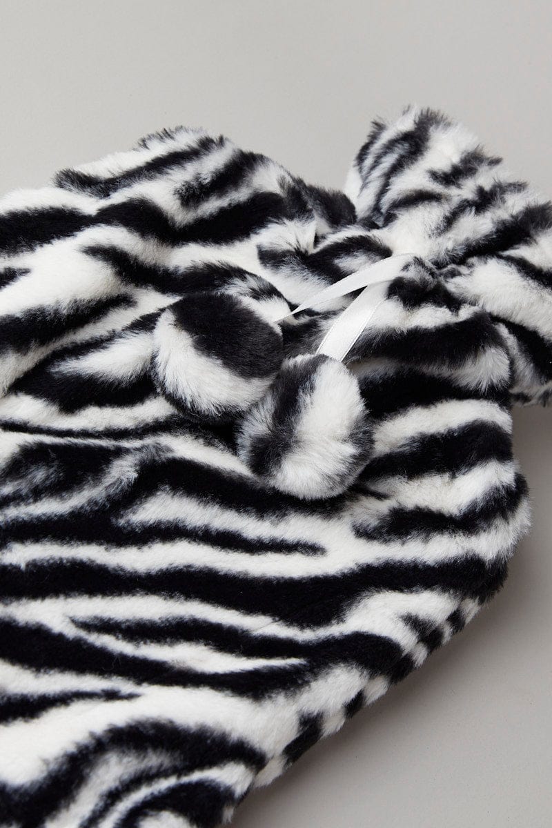 Black Animal Print Zebra Print Hot Water Bottle