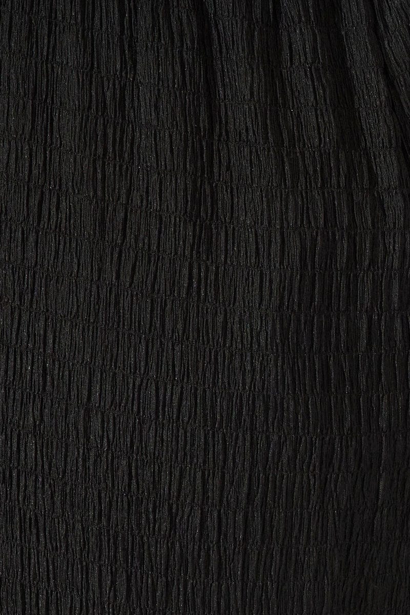 Black Wide Leg Pants High Rise Textured Fabric